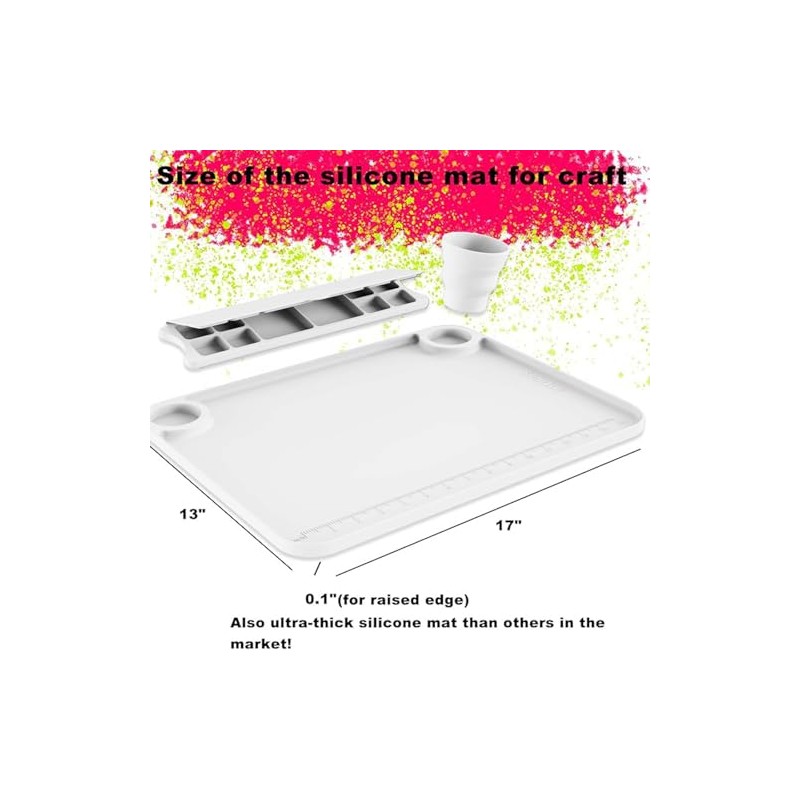 Svartur Silicone Painting Mat with Cup and Palette Removable, 17"X13"