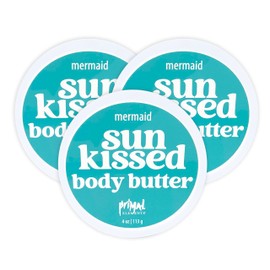 Primal Elements Sunkissed Body Butter with Coconut Oil, Shimmering Moisturizer for Ultimate Hydration and Nourishment, Suitable for All Skin Types, Instant Glow – Mermaid, 3 pack (4 oz each)