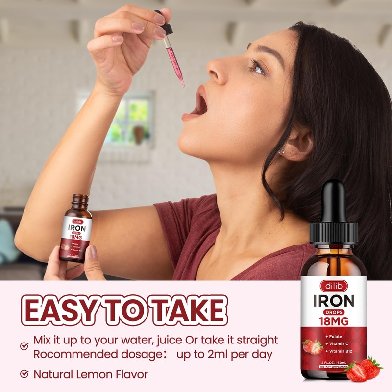 Liquid Iron Supplement for Women & Men Iron Drops Iron