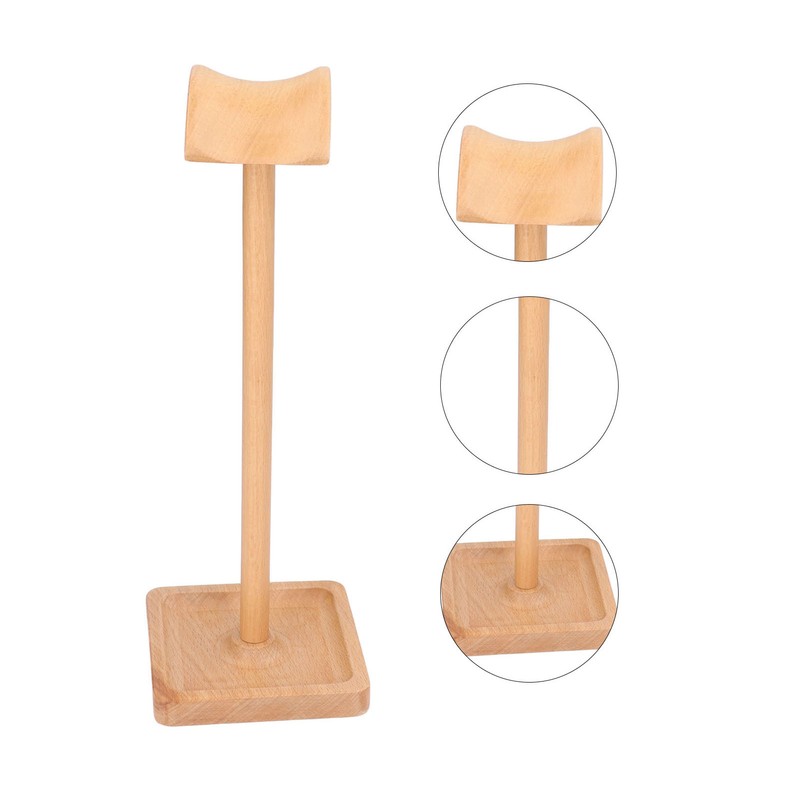 Wooden Headphone Holder Beech Headset Stand Desktop Display Shelf for