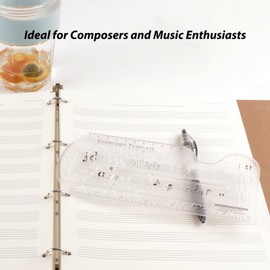 HXBER Composer Template Sheet Music Drawing Sheet Ruler Dual Scales Curve Ruler PP Transparent Silk Screen Printing Music Symbol Manuscript Tool Ruler for Composers and Music Enthusiasts