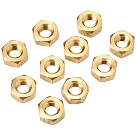 AHCMetric Hexagonal (Hex) Full Nuts Brass Self Colour M10 10mm (Pack of 10 Nuts)