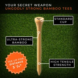 Frogger Green Monsters Bamboo Golf Tees, 50 Count (3-1/4"), Made from Ultra-Strong and Sustainable Bamboo, Stronger Than Traditional Hard Wood Tees