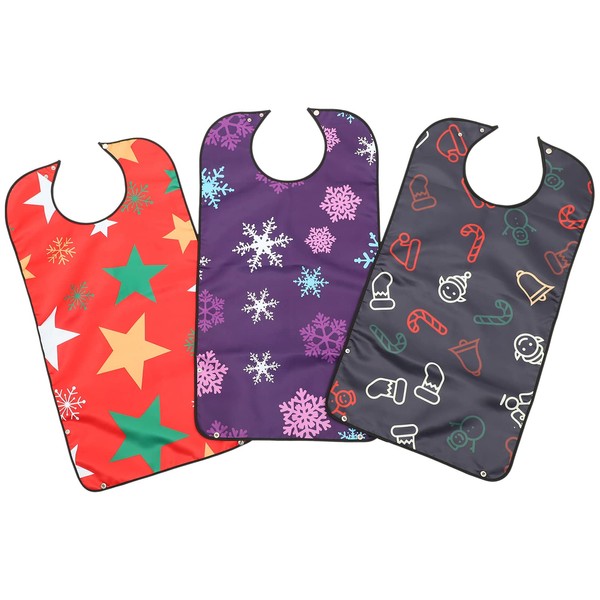 Operitacx 3pcs Adult Bib, Reusable Adult Bibs For Elderly Washable,
