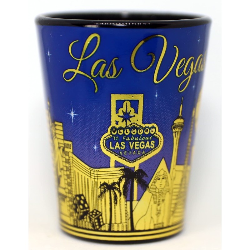Las Vegas Nevada Purple & Gold Ceramic Shot Glass