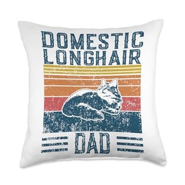 Best Cat Dad Men - Vintage Domestic Longhair Cat Throw Pillow