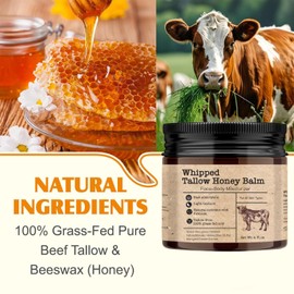 Whipped Tallow Honey Balm,Beef Tallow With Honey Moisturizer Cream for Face Body