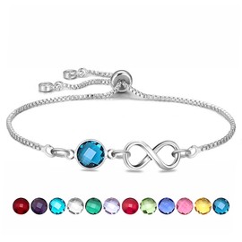 HEYEJET December Birthstone Bracelet December Birthday Gifts for Women Girls Crystal Birthstone Jewellery for Female Mum Daughter Sister Friends Link Chain Bracelet Adjustable (December)