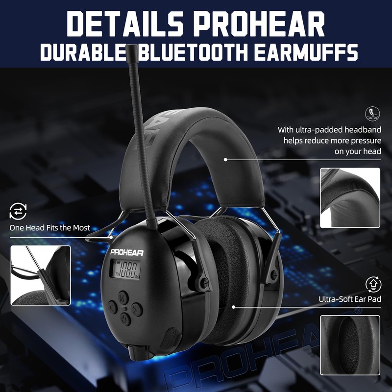 PROHEAR 033 Upgraded Bluetooth 5.4 Hearing Protection Headphones with FM/AM