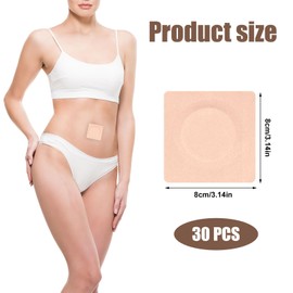 30pcs Castor Oil Pack Wrap Belly Button, 3.14x3.14in Leak-Proof Highly Absorbent Disposable Self-Adhesive Oil-Free Cotton Caster Patches Pad Cover Without Oil for Belly Button (Skin Color)