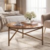 Round Coffee Table, 31.5" Glass Top Center Table Metal Frame,