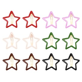 Penta Angel Star Hair Clips 12Pcs Large Metal Star Snap Hair Clips Hair Barrettes Decoration Accessories for Women Girls (Bright Color, 6 cm)