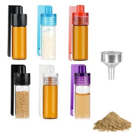 6 Stück Dosierer Pulver, Gewürzpulver Dosierer Werkzeug Set mit Löffel und Trichter, Auslaufsichere Mini Aufbewahrungsflasche, Wasserdichte pulver Dosierer für Outdoor, Camping, Reisen