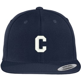 Trendy Apparel Shop Letter C Collegiate Varsity Font Initial Embroidered Baseball Cap - Navy