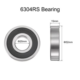 sourcing map 2pcs 6304-2RS Bearing 20x52x15mm, Chrome Steel Double Rubber Seals Precision Bearing, Lubricated Deep Groove Ball Bearings, P6 (ABEC 3)