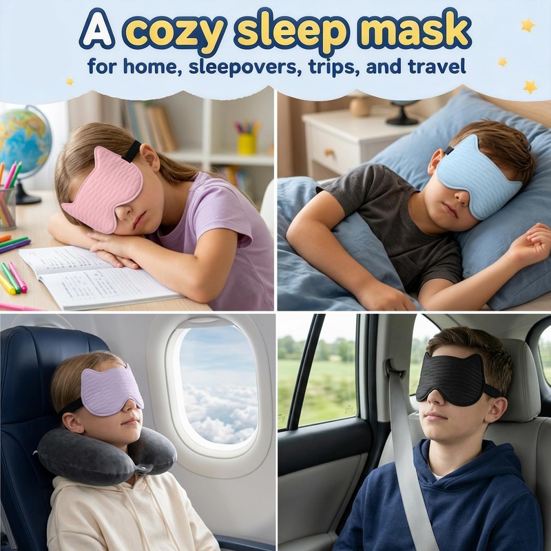 Kids Sleep Mask, 3D Contoured Kids Eye Mask for Sleeping