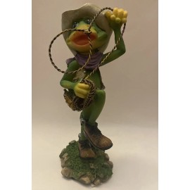 6” Tall Green Cowboy Frog Resin Figurine￼vintage collectable Statue