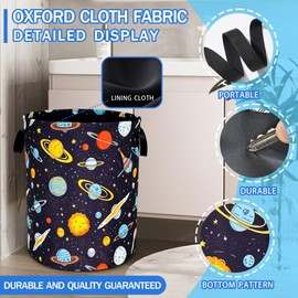Galaxy Planet Laundry Basket Oxford Cloth Universe Laundry Hamper With Handle Foldable Portable Clothes Storage Basket 18.9 X 16.5 Inch Storage Bag For Laundry Room/Bathroom/Bedroom/Dormitories