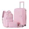 LARVENDER Expandable Carry On 3 Piece Luggage Set with Backpack