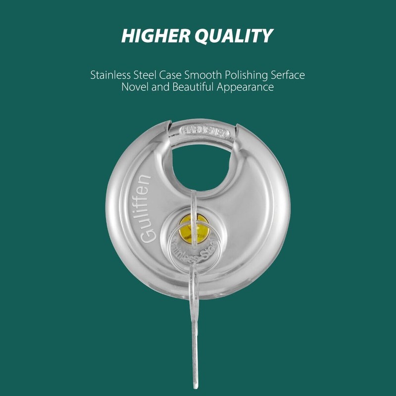 Guliffen Keyed Alike Discus Padlocks,Stainless Steel Disc Padlock with Same