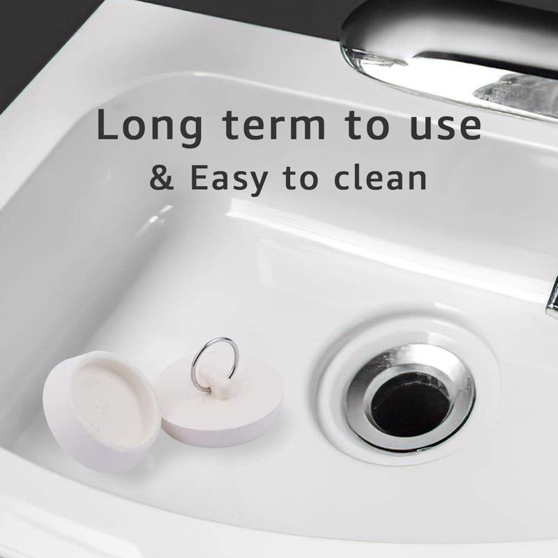 Leliafleury 6Pcs White Drain Stoppers Rubber Sink Plug Replacement Bath