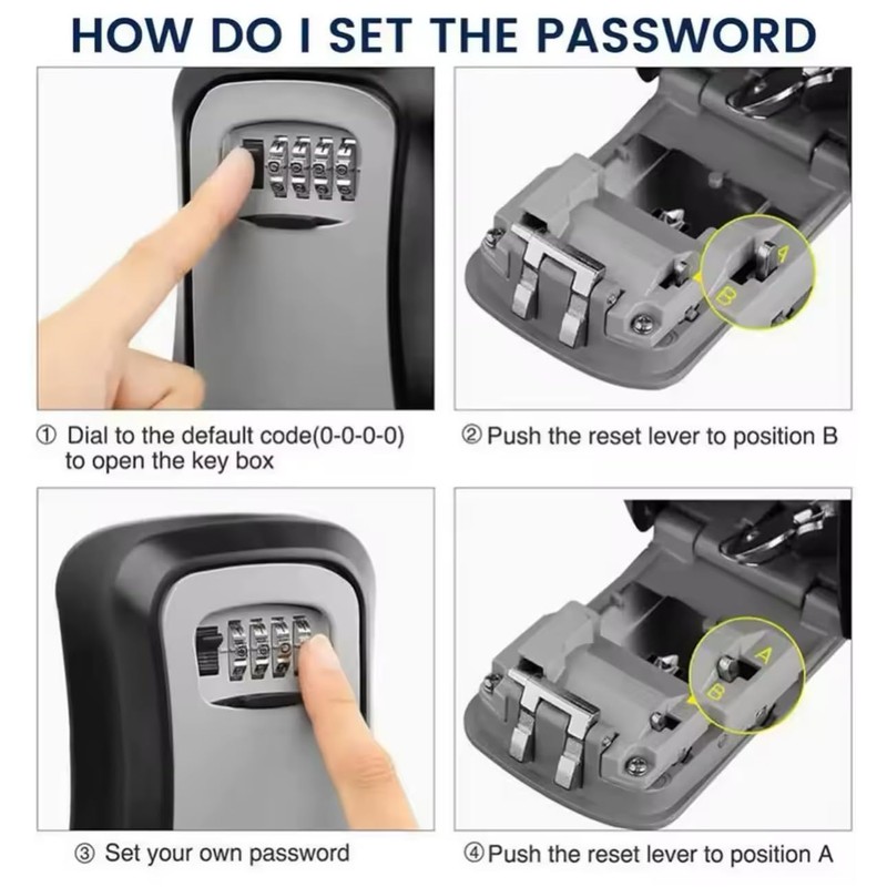 Key Safe Wall Mounted, Key Lock Box Outdoor, LockBox with
