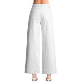 EVALESS Womens Wide Leg Jeans High Waisted Stretchy Loose Denim Pants White Size 6