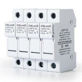DEWIN Solar PV Fuse Holder, Solar Photovoltaic Fuse Holder, 4 Pack Fuse Base Without Light RT18-32X 1P DC1000V 10x38mm DIN Rail Mount