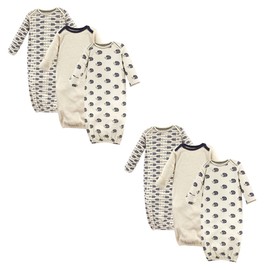 Touched by Nature Unisex Baby Organic Cotton Gowns Hedgehog 6-Piece, 0-6 Months