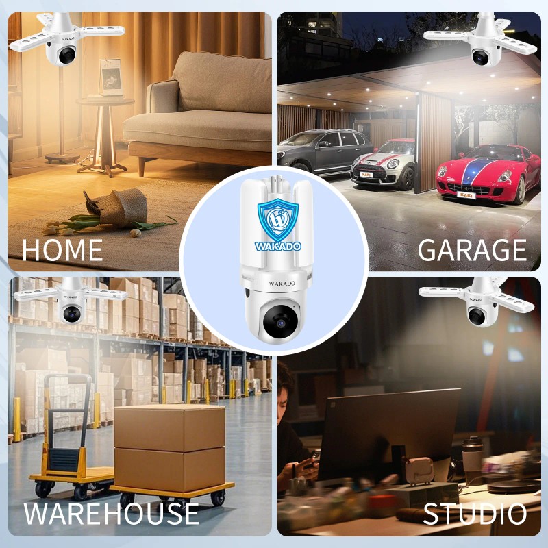 3MP Floodlight Night Vision 2.4G 5G WiFi Bulb PTZ Camera