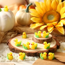 Seenelling 100 Pcs Summer Mini Resin Corn Ducks Corn Duck Figurines for Miniature Landscape Garden Accessories Dollhouse Summer Holiday Decoration