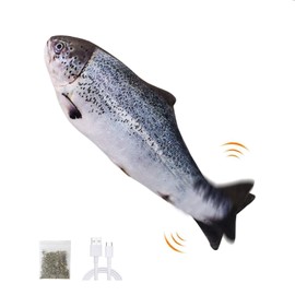 Moving Fish Cat Toy,Electric Flopping Cat Kicker Fish Toy,Catnip Toys,Realistic Plush Electric Wagging Fish Toys Simulation Interactive Funny Chew Toy for Cats (Salmon)
