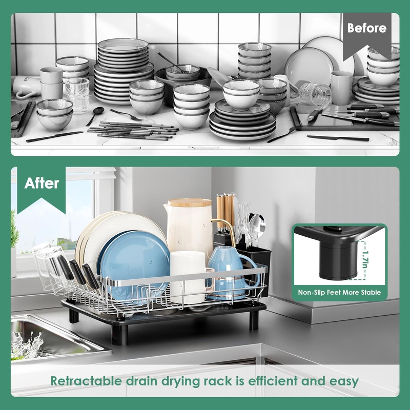 MOUKABAL Dish Drying Rack - Stainless Steel Dish Rack, Dish
