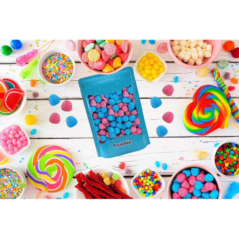 Fruidles Berry Gummy Candy, Nonpareils Coated (Blue & Pink Berry,