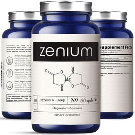 Zenium - Magnesium Glycinate 600 mg per Serving, 120 Capsules | Relieve Stress, Tension, Worry, Nervousness, & Irritability | Calm The Mind & Body | Ayurvedic | Natural Relief Supplement