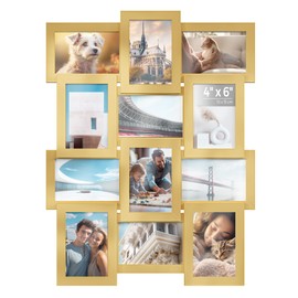SONGMICS Collage Picture Frames, 4x6 for Wall Decor Set of 12, Multi Family Photo for Gallery Decor, Hanging Display, Assembly Required, Pale Gold