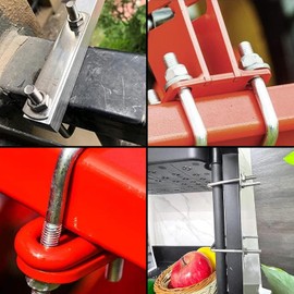 wadafen Pack of 6 U Bracket M6, U-Bolts, 80 x 50 mm U Bolts, U-Bolts, Square Brackets, Stainless Steel, with Threaded Nut Frame and Counter Plate, for Towing, Cars, Ships