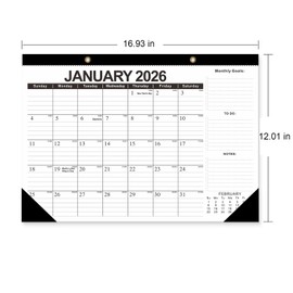 17"×12" Wall Calendar 2026.01-2027.6 Desk or Wall Calendar from January 2026 to June 2027, 18 Months Calendar with Thick Paper for Family or Office