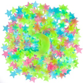 Glow in The Dark Stars for Ceiling, 200Pcs Colorful 3D Glowing Star and Moon for Toddler Bedroom, Room Decor,Wall Stickers,Stocking Stuffers for Kids,Gift for Boy Girl Kids(Includes Adhesive Stickers)