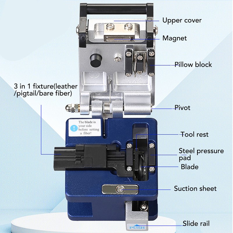 Fiber Optic Cleaver High Accuracy 12 Surfaces Blade Optical Fiber