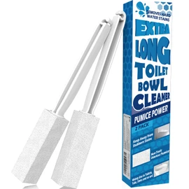 2 Pack Pumice Stone for Toilet Cleaning, Extra Long Handle for Removing Bowl Ring, Pool, Bathroom, Toilet Brush (White)