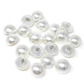 Honbay 20PCS 15mm Dainty Pearl Buttons with Shank Round Buttons Plastic Resin Sewing Buttons Decorative Buttons for Wedding Dress, Skirts, Gloves, Sweaters, Shirts, Hats, Scarves, Headbands Crafts
