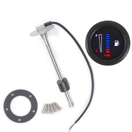 ZHSYMX Fuel Sending Unit and Gauge Kit Boat Fuel Sender Fuel Water Level Sensor 0-190ohms 9" (225mm) Fuel Tank Sender Stainless Steel Gas Sensor for Boat Car Truck Vehicle