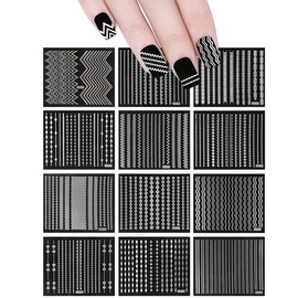 ALLYDREW 12 Sheets Holographic Nail Stickers Nail Strips Nail Art