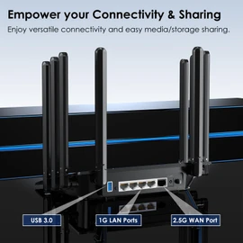 WAVLINK AX6000 Wi-Fi 6 Router, Dual Band, 2.5Gbps WAN, 4x1000Mbps LAN, Mesh/Router/AP/Repeater, OpenVPN/WireGuard, Parental Control, QoS