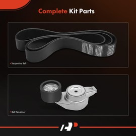 A-Premium Engine Serpentine Belt Drive Kit with Tensioner Compatible with Volvo VAH 2011-2017, VAH 430 2017, VHD 2007-2017 & Mack CHU 2009-2014 2016, GU7 2009 2011, GU8 2009 2011 2016, 12.8L