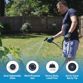 Aquor Utility Spray Nozzle – Heavy-Duty Garden Hose Nozzle with Dual Flow Control, Adjustable Jet to Cone Spray, Water Hose Sprayer for Lawn, Car Wash, Dog Wash, Cleaning, and Gardening – Jet Black