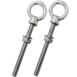 M6 x 80mm Lifting Long Eye Bolt Longshank with Full Nuts and Washer Stainless Steel Marine Grade (Pack of 2)