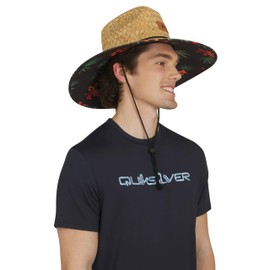 Quiksilver Men's Wide Brim Outdoor Lifeguard Straw Sun Hat, Black