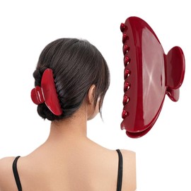 Durable Red Half Circle Hair Clips - 4-Inch Large Non-Slip Clips Shark Clip Hair accessories for Woman Fine and Thick Hair